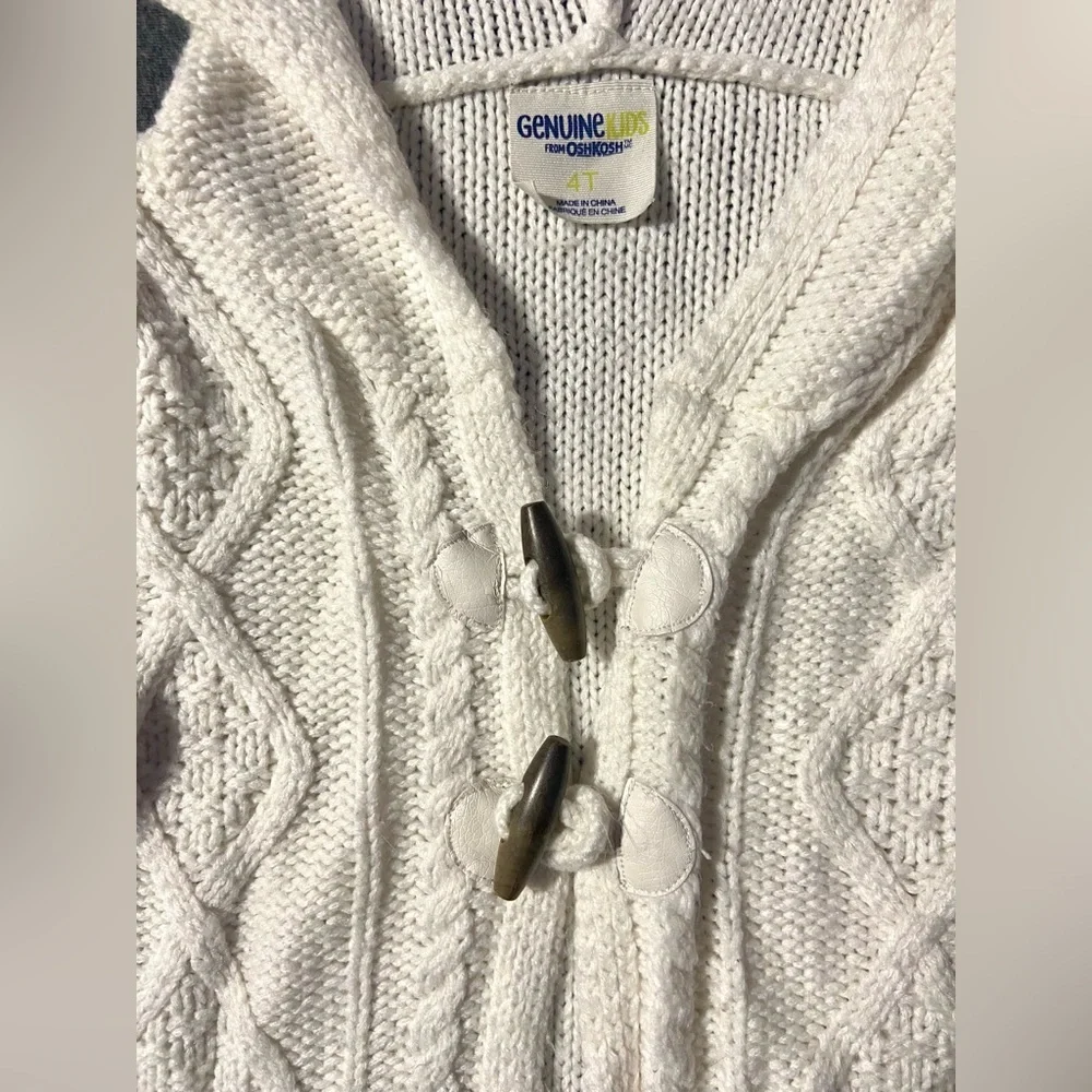 Oshkosh Toddler Girls Clothes 4t Ivory Cable Knit Hooded Cardigan Coat Sweater